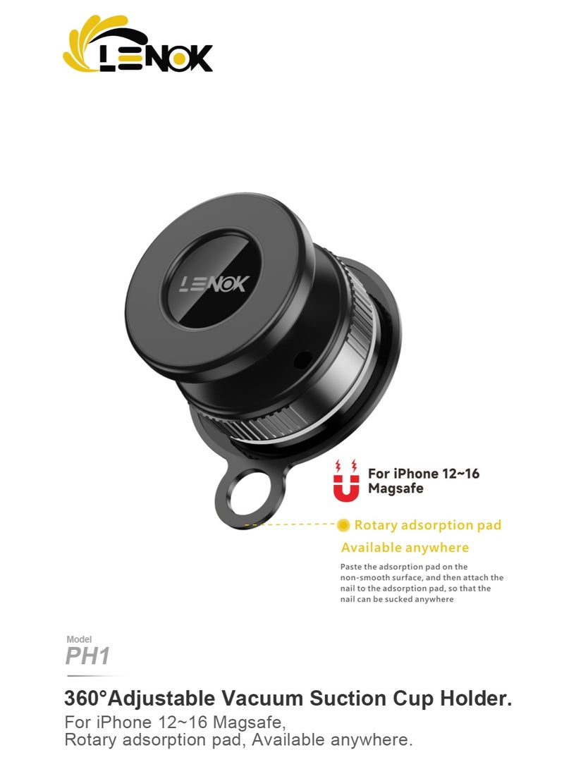 لينوك حامل موبايل مغناطيسي قابل للتعديل من دون استخدام اليدين بزاوية 360° مع قاعدة لاصقة للسيارة والجيم والمراية والأسطح الملساء لأجهزة آيفون واندرويد وجميع الموبايلات من لينوك - Image 4